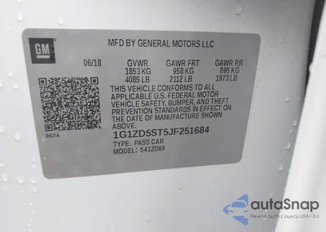 2018 Chevrolet Malibu Lt из США, поврежденный, VIN 1G1ZD5ST5JF251684